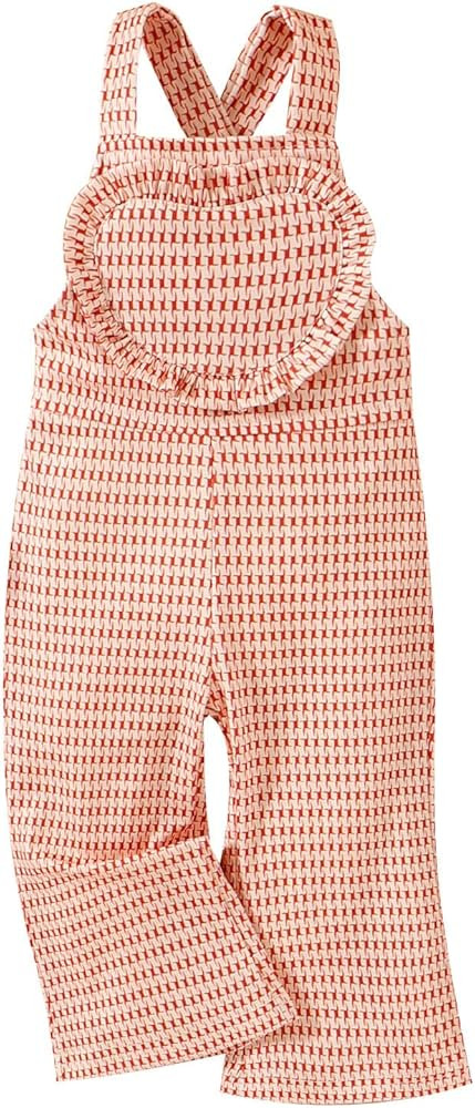 Toddler Valentine's Day Girls Love Belt Printed Romper Bodysuit Bell Bottoms 2pcs Outfits Girl (Z... | Amazon (US)