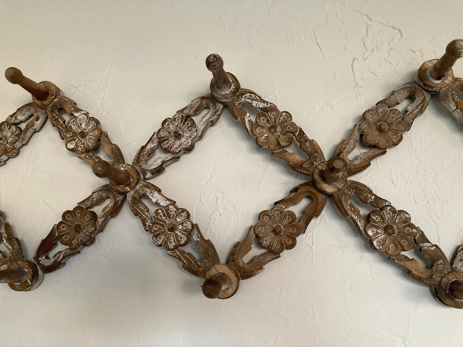 Vintage Style Floral Bohemian Carved Wood Accordion Wall Hook | Etsy | Etsy (US)