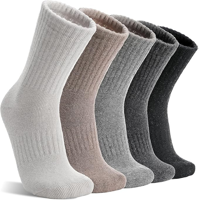 MOGGEI 5 Pairs Womens Merino Wool Socks Hiking Warm Winter Thick Thermal Crew Cozy Cabin Ladies G... | Amazon (US)