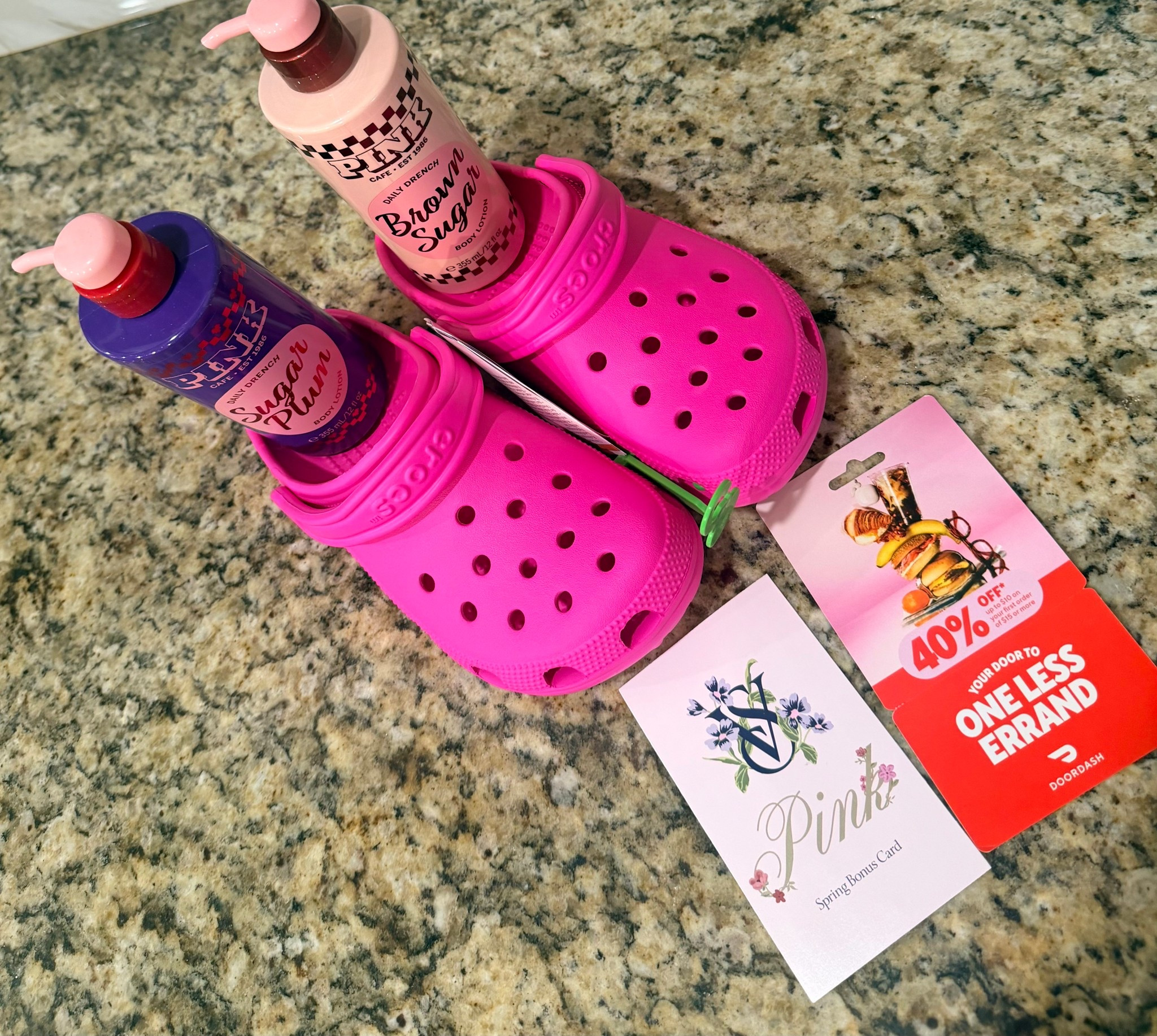 Got this delivered today & cant wait to wear these crocs with my VSPink Sweats , also received a free $20 off body lotion or mist & coupon for DoorDash @victoriassecret #vspinkpartner 

#LTKBeauty #LTKSaleAlert
