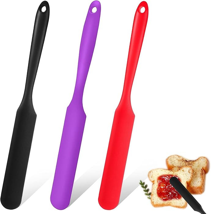 Silicone Jar Spatula, 3Pcs Spatulas Kitchen Set, Heat Resistant Jam Spreader for Baking Mixing Ca... | Amazon (US)
