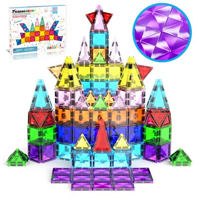 PICASSO-TILES Mini Magnetic Tiles for Kids – 40PCS STEM Construction Building Blocks Travel Toy Set | Target