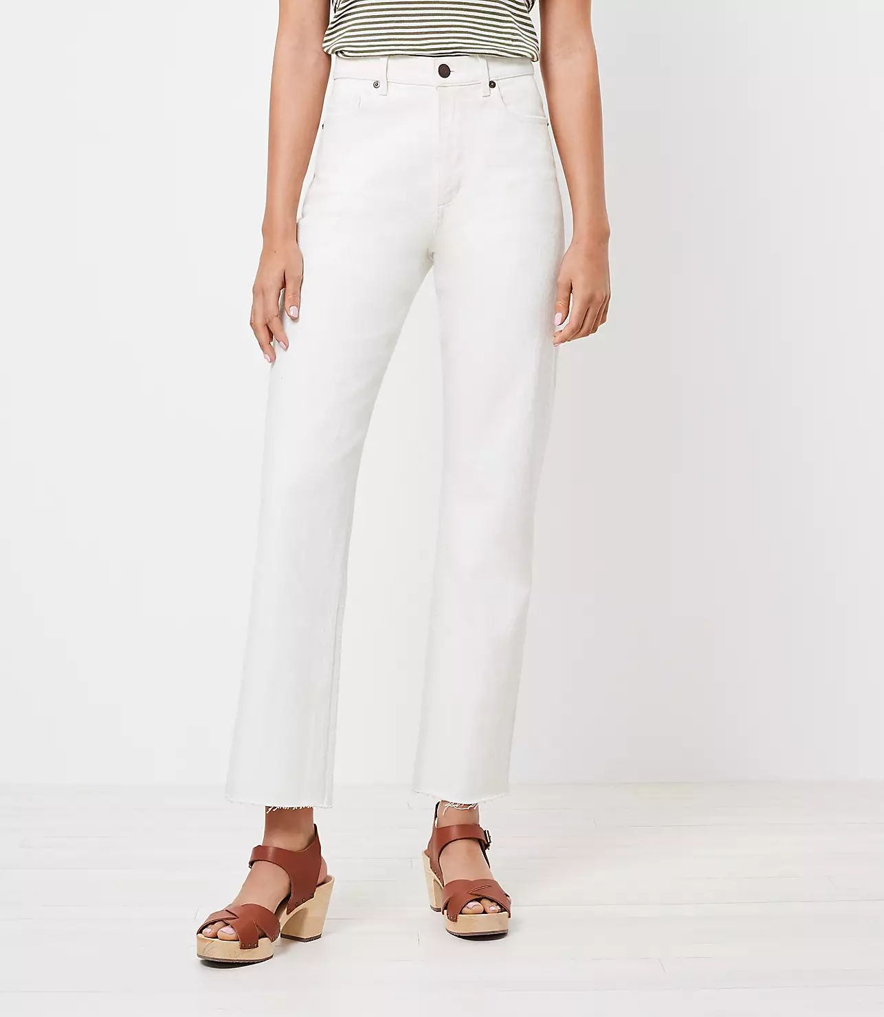 The Curvy High Waist Straight Crop Jean in Natural White | LOFT