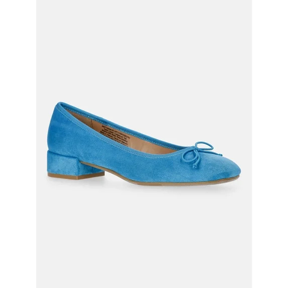 Time and Tru Women's String Bow Block Heel Ballet Shoes, Wide Width Available | Walmart (US)