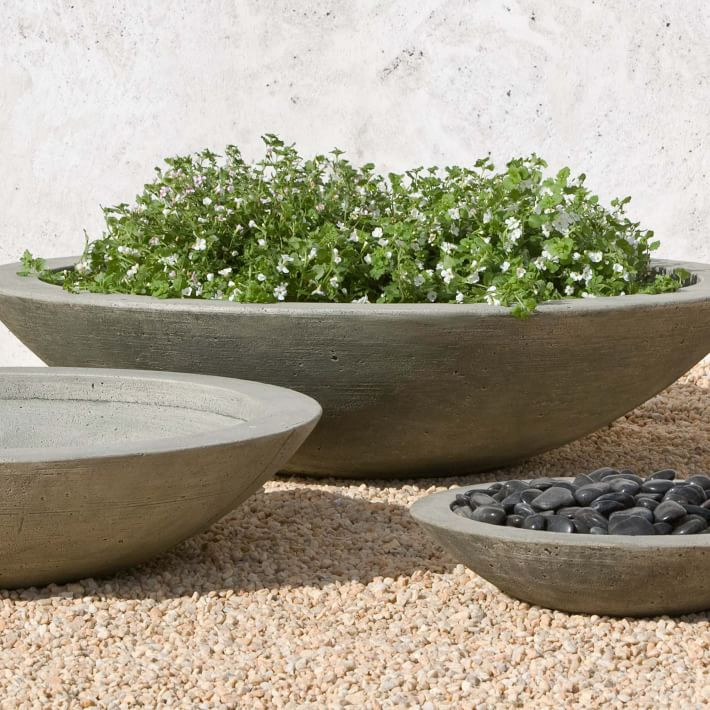 Zen Cast Stone Indoor/Outdoor Bowl Planter | West Elm (US)