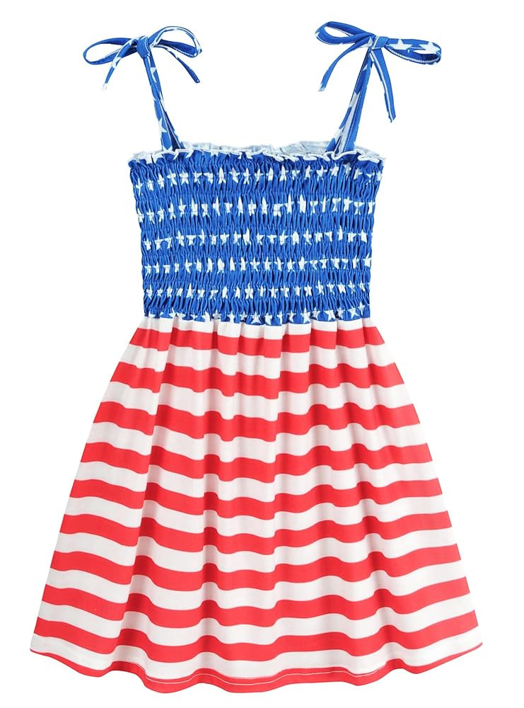 CM-Kid Girls 4th of July Dress Toddler Butterfly USA Flag Sundress Stars Stripes Dresses Kids Pat... | Amazon (US)