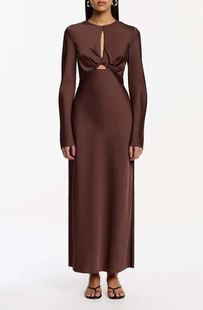 Significant Other Molly Long Sleeve Cutout Detail Satin Gown | Nordstrom | Nordstrom