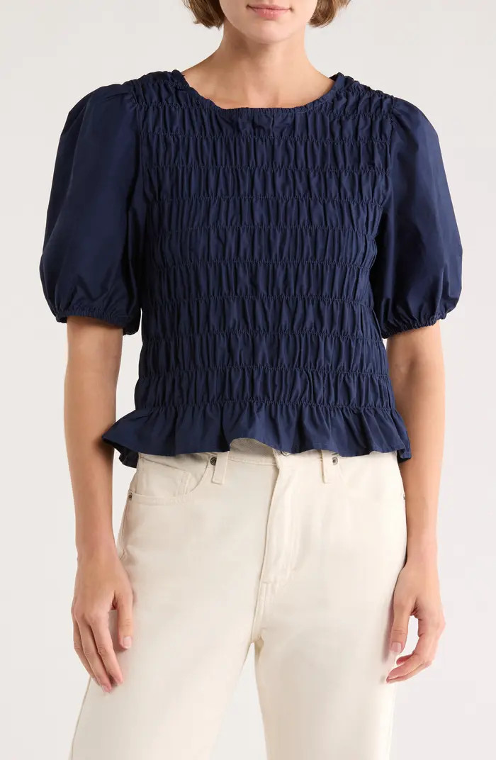 Nanette Puff Sleeve Smocked Crop Top | Nordstrom Rack