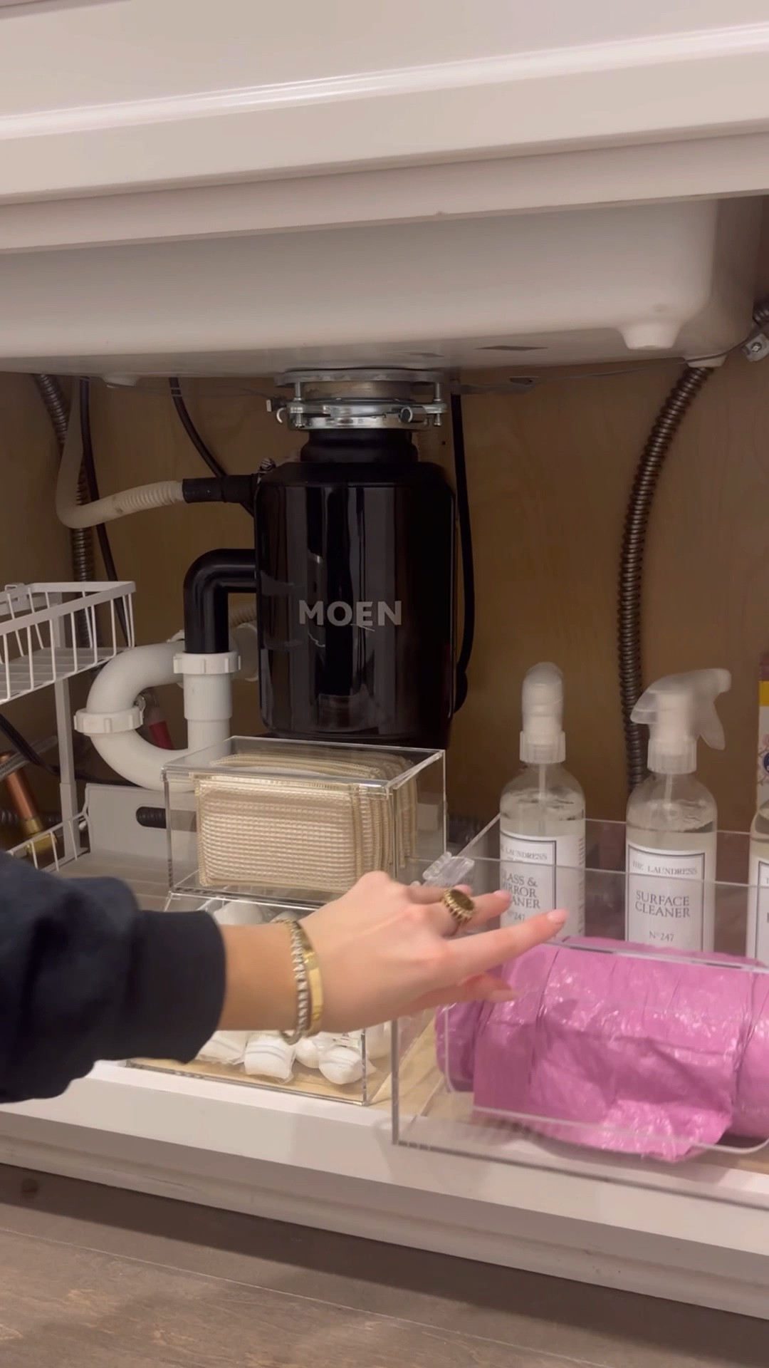 Organize underneath my kitchen sink with me! 🩷

#LTKStyleTip #LTKHome #LTKWatchNow