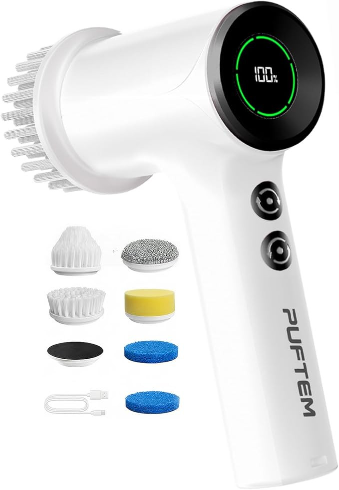 PUFTEM Upgraded Electric Spin Scrubber, Powerful Cordless Shower Scrubber with 4500mAh Large Batt... | Amazon (US)