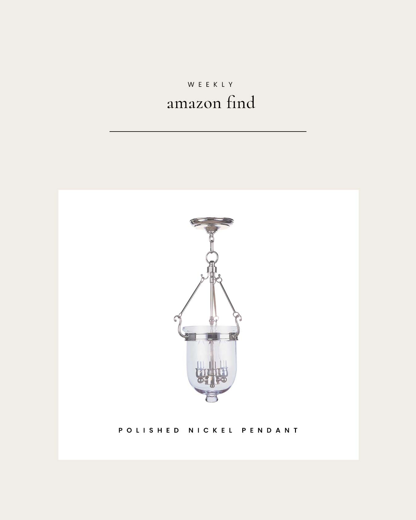 Weekly Amazon Find : Polished Nickel Pendant Light 

 #LTKHome