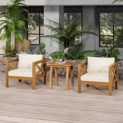 2-Person Outdoor Seating Group With Cushions And Side Table | Wayfair North America