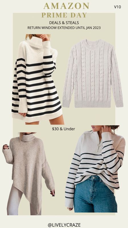 Amazon prime day deals sweaters you need 

#LTKSeasonal #LTKunder50 #LTKsalealert