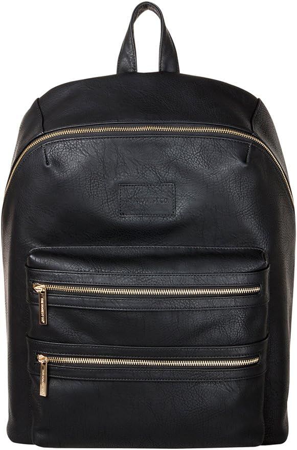 The Honest Company City Backpack, Black | Sturdy Vegan Leather Backpack | Diaper Bag | Changing P... | Amazon (US)