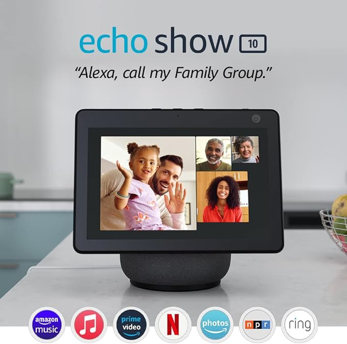 Echo Show 10 (3rd Gen) | HD smart display with motion and Alexa | Charcoal | Amazon (US)