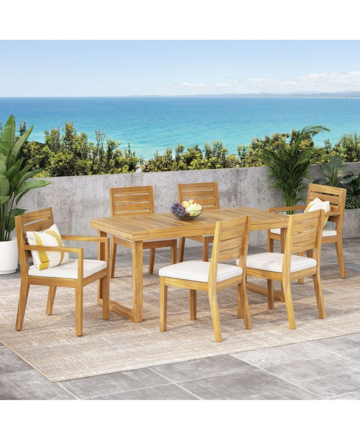Streamdale Acacia Wood 7-Piece Dining Set - Beige natural | Macy's