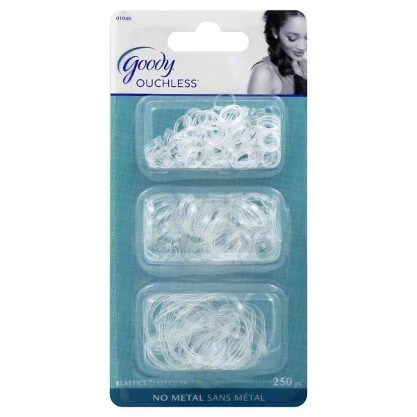 Goody Ouchless Clear Hair Ties No Metal Gentle Hair Elastic Polybands 250 Ct - Walmart.com | Walmart (US)