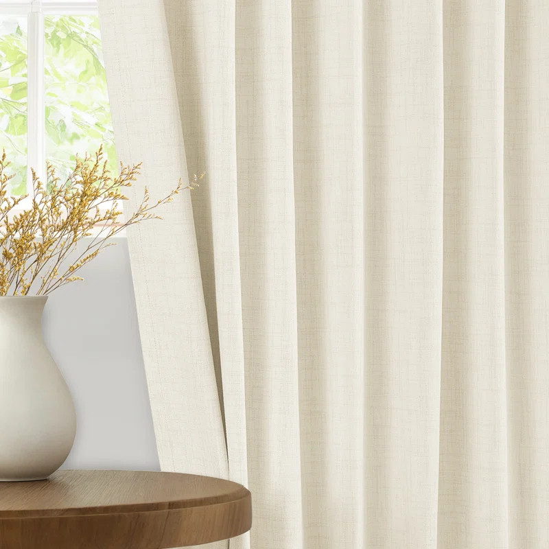 Graciella Thermal Insulated Faux Linen Textured 100% Blackout Curtains for Bedroom Living Room Ba... | Wayfair North America