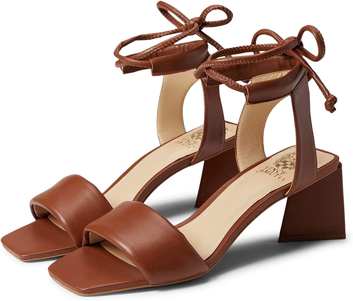 Amazon.com | Vince Camuto Women's Vernisa Ankle Wrap Sandal Heeled, Cognac, 7 | Heeled Sandals | Amazon (US)