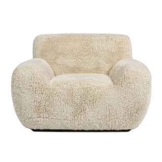 Jennifer Taylor Jennifer Taylor 49 in. Mongolian Sheepskin Overstuffed Cream Beige Arm Chair HMHN... | The Home Depot
