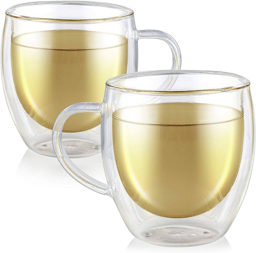 Teabloom Double Walled Cups – 8 oz / 250 ml – Set of 2 Insulated Glass Cups for Tea, Coffee, ... | Amazon (US)
