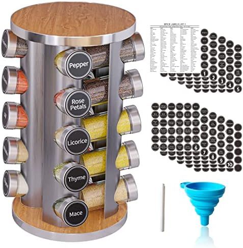 Revolving Spice Rack Set with 20 Spice Jars, Kitchen Spice Tower Organizer for Countertop or Cabi... | Amazon (US)