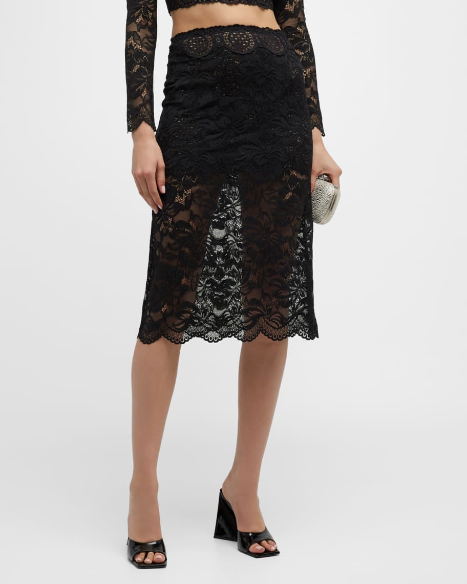 Jupe Lace Midi Skirt | Neiman Marcus