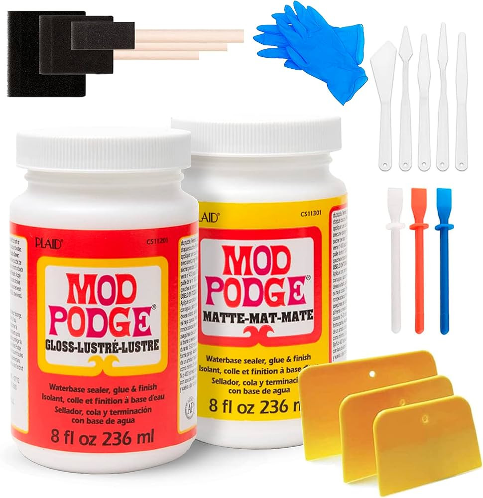 Mod Podge Bundle, 8 Ounce Gloss and Matte Medium Waterproof Sealer, Pixiss Accessory Kit with Foa... | Amazon (US)