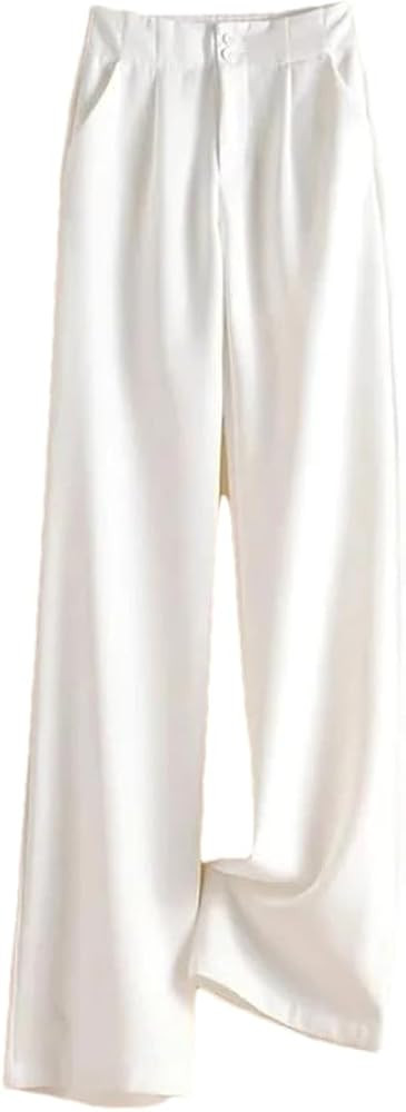 Women's Casual Loose Office Wide Leg Pants, Casual Women's Stretch High Waisted Straight Leg Pant... | Amazon (US)