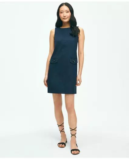 Crewneck Shift Dress In Basketwoven Cotton | Brooks Brothers