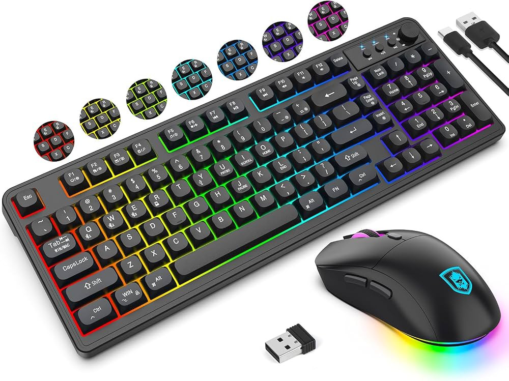 KOLMAX BT98 Wireless Keyboard and Mouse Combo,Triple Mode 2.4G/Wired/Bluetooth Gaming Keyboard an... | Amazon (US)