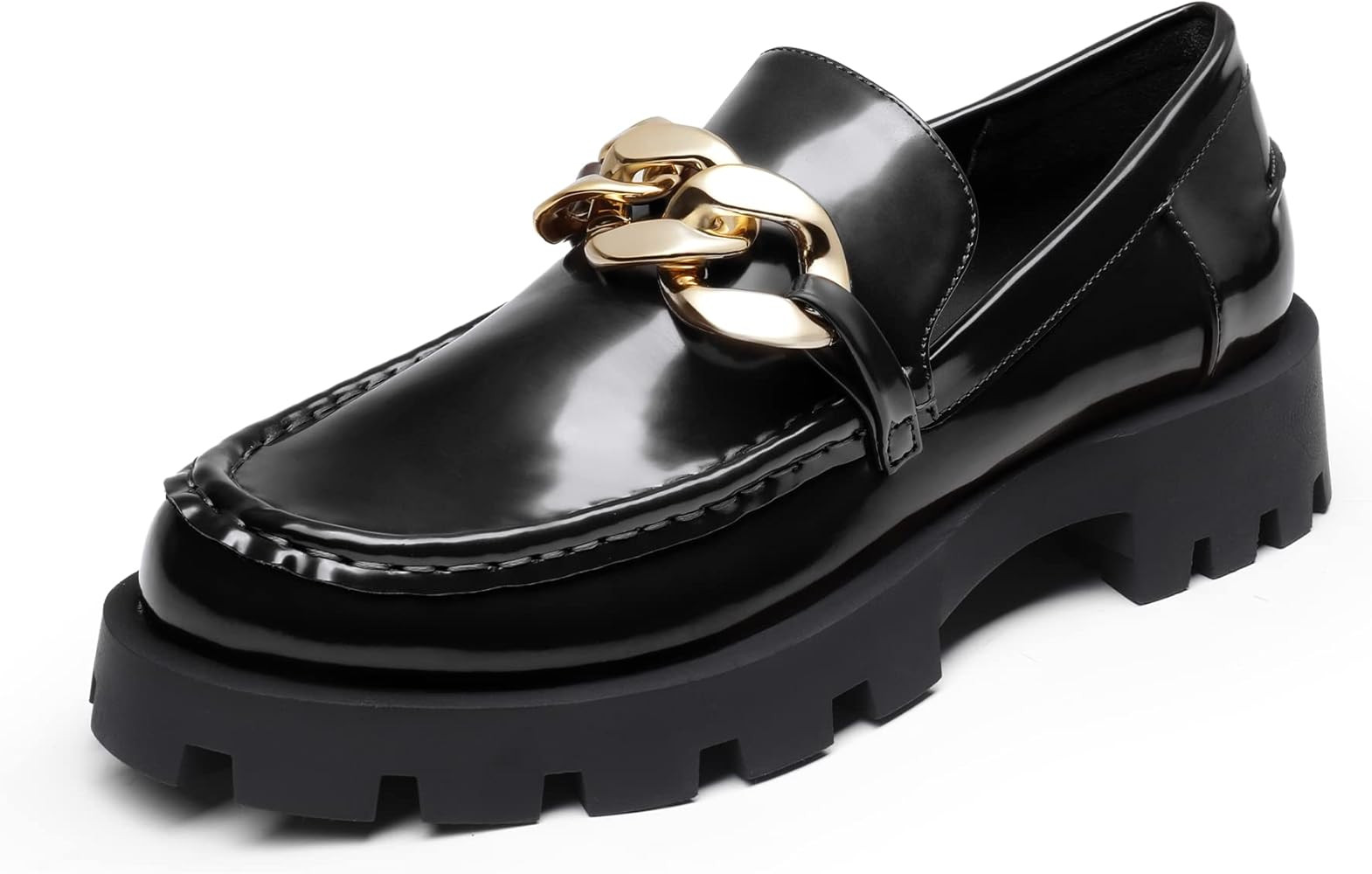 DREAM PAIRS Women's Loafers Leather Chunky Slip-on Loafer Shoes Penny Casual Fashion Work Shoes | Amazon (US)