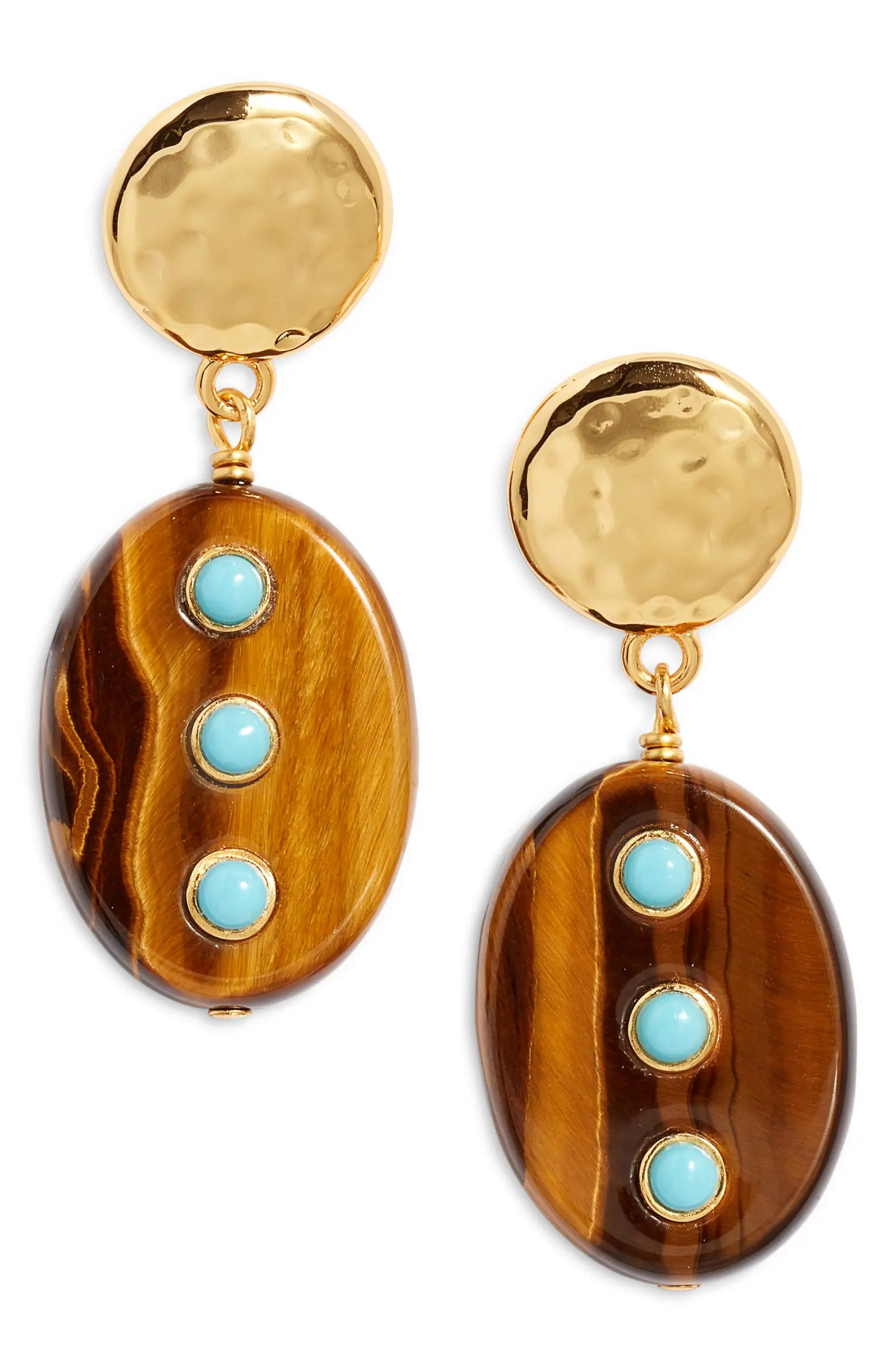 Tiger's Eye & Turquoise Drop Earrings | Nordstrom