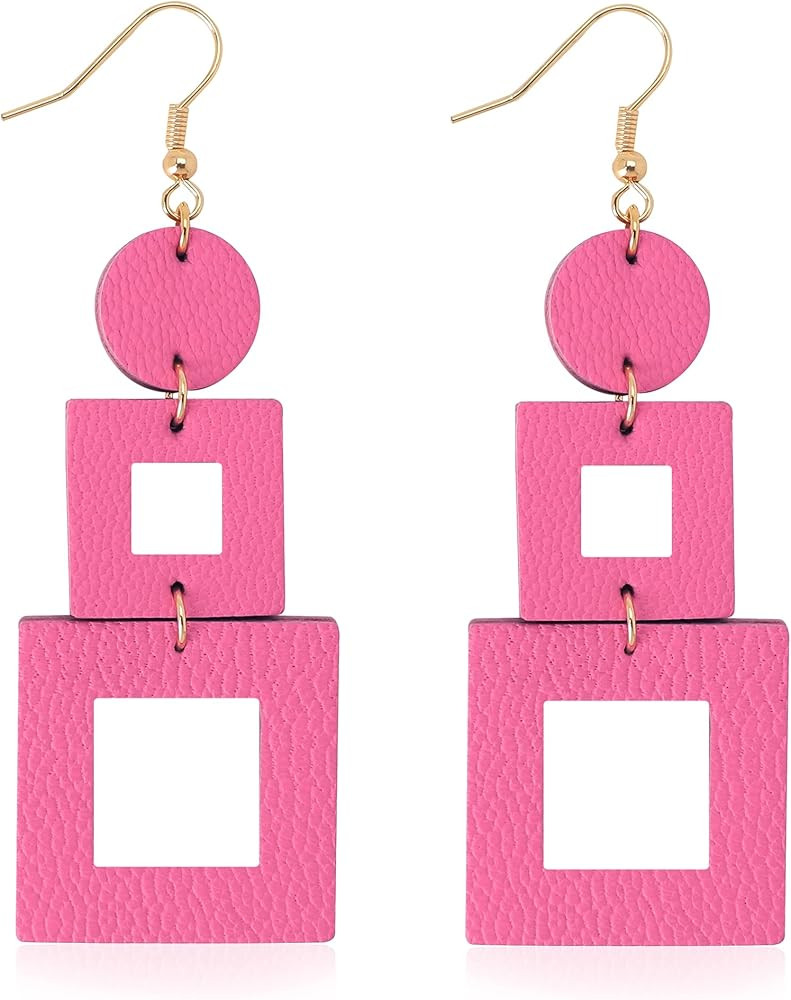 Amazon.com: KINIVA Leather Earrings Dangle for Women, Lightweight Dangle Earrings Drop for Teen G... | Amazon (US)