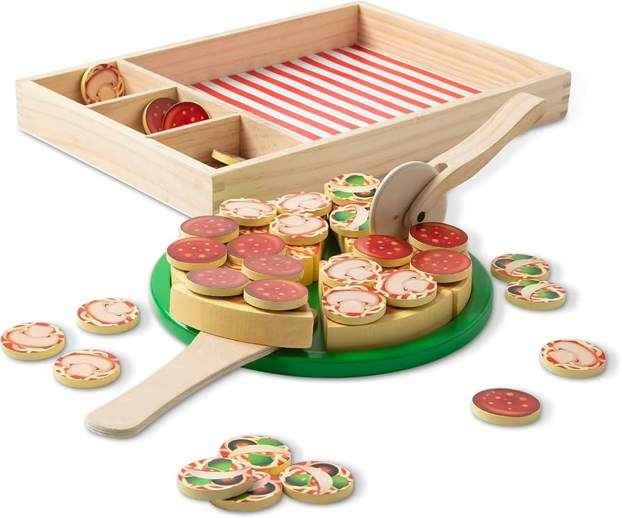 Melissa & Doug Wooden Pizza Party Play Food Set with 36 Toppings | Amazon (CA)