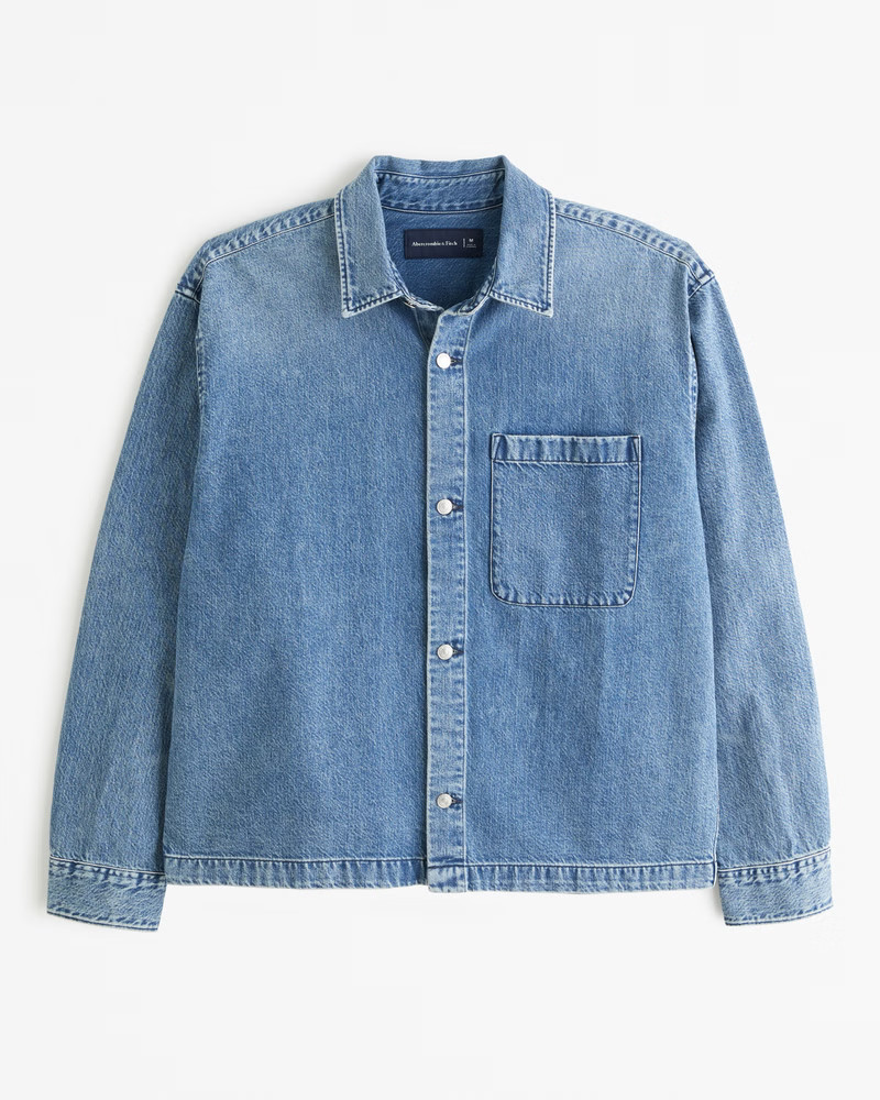 Cropped Denim Shirt Jacket | Abercrombie & Fitch (US)