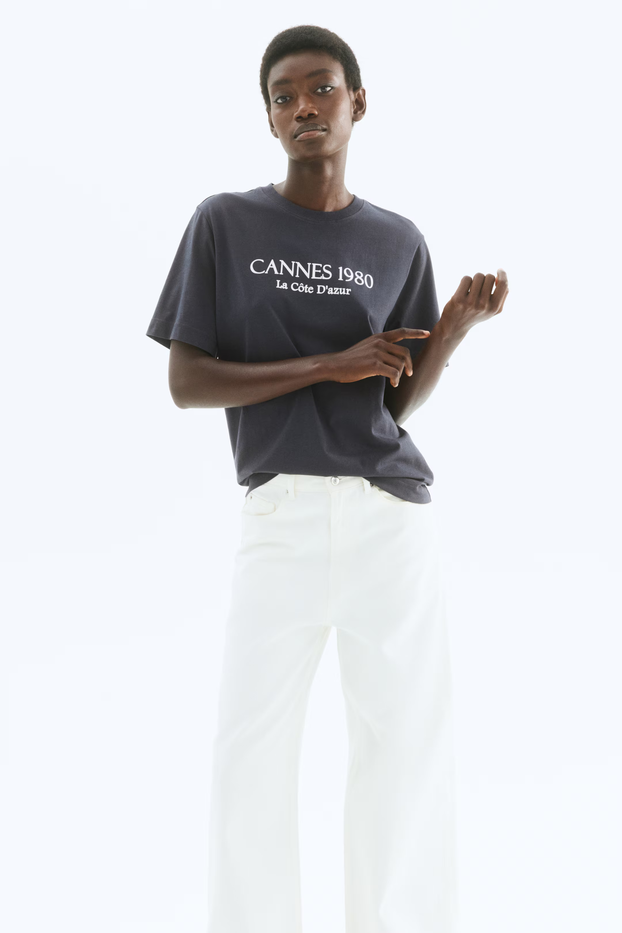 T-shirt met print - Donkergrijs/Cannes - DAMES | H&M NL | H&M (DE, AT, CH, NL, FI)