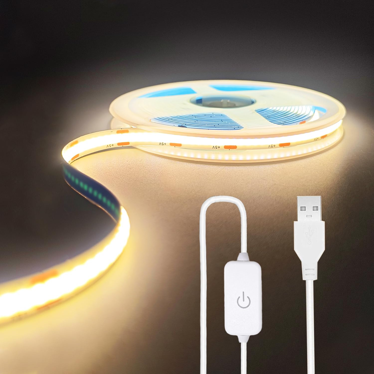 A 5V USB LED Light Strip, COB LED Strip Lights, White 5V LED Lights, Small LED Strip Light, TV Li... | Amazon (US)