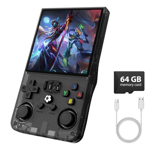 R36MAX Retro Gaming Console, Retro Handheld Games Console with 64GB TF Card, Portable Hand Held Open Source Linux System, 4.0 inch IPS HD Screen Video Game Consoles, 4000mAh Battery (Black) | Amazon (US)