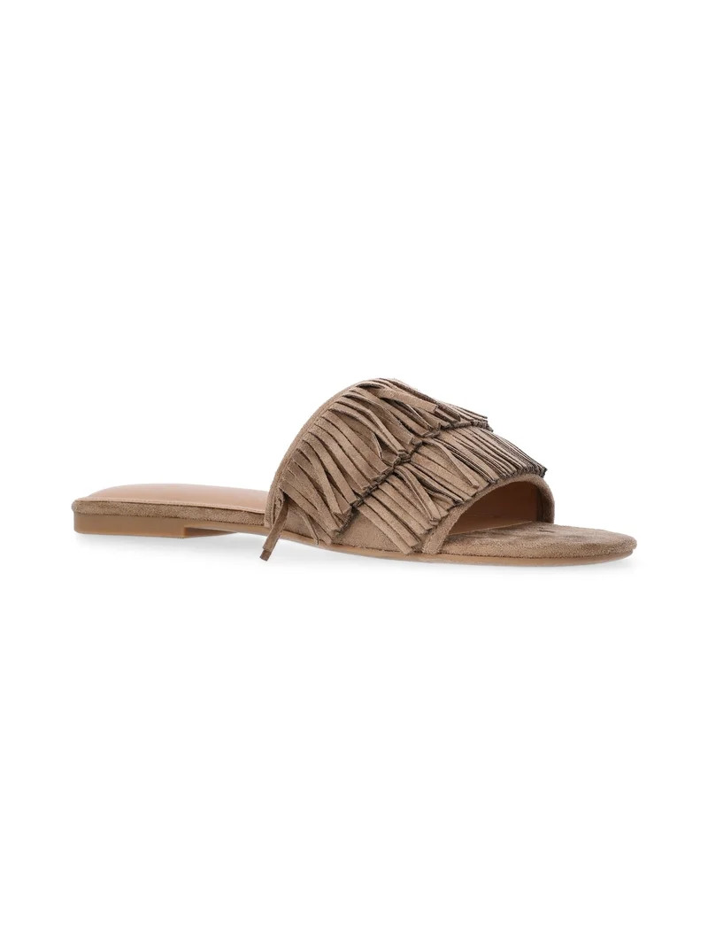 Time and Tru Women's Fringe Slide Sandals | Walmart (US)