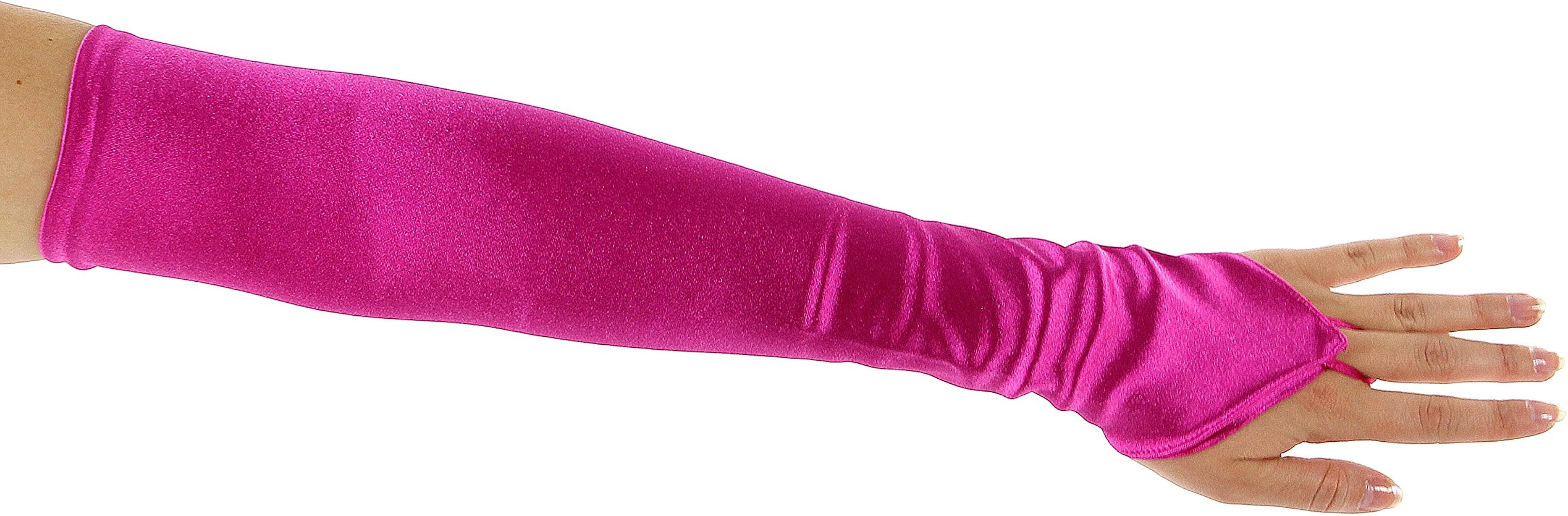Amazon.com: Dancing with Moon Fingerless Satin Opera Length Gloves, Fuchsia : Clothing, Shoes & J... | Amazon (US)