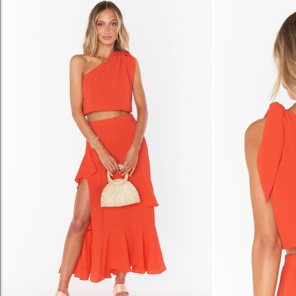 Show me your mumu set, size small. Orange/Red two piece set. | Poshmark