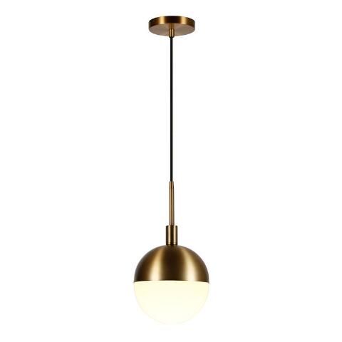 Frosted Glass and Brass Orb Pendant Lamp | World Market