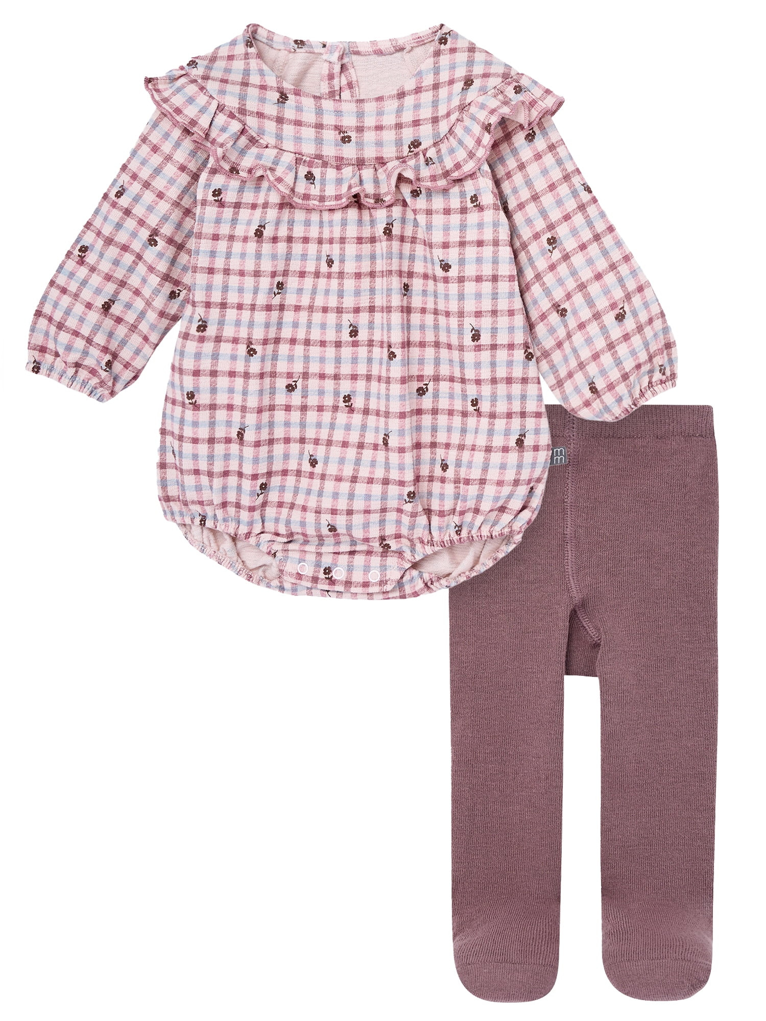 Modern Moments By Gerber Baby Girl Bubble Romper and Tights Outfit Set, 2-Piece, Sizes 0/3 Months... | Walmart (US)