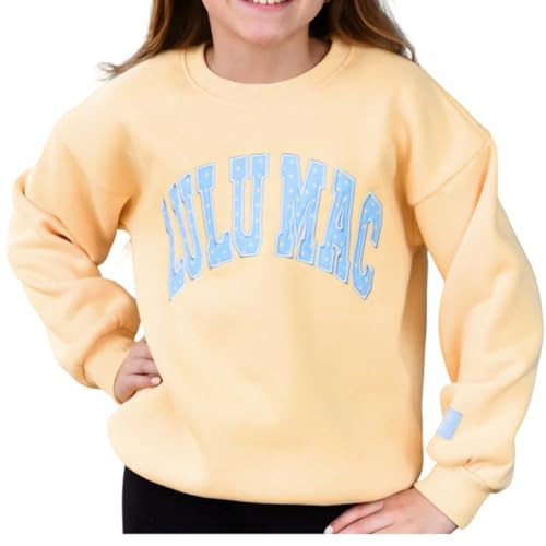 LULU MAC Polka Dot Applique Sweatshirt Sweat Shirt T-Shirt - Youth Kids (US, Alpha, Medium, Regular, Butter) | Amazon (US)