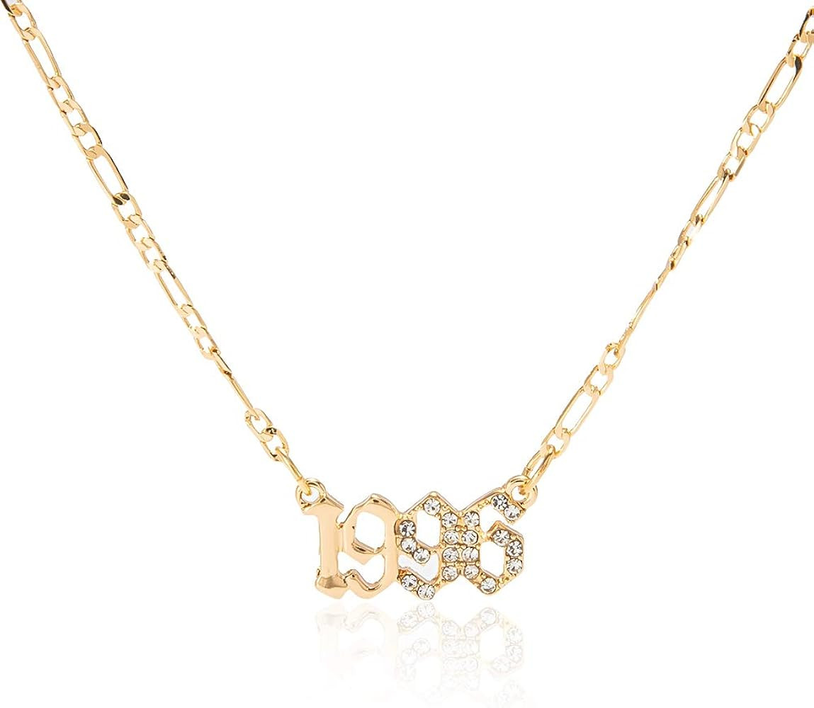 ZMNNOPPAB Birth Year Number Necklace, Crystal Pendant Necklace for Women, Girls Birthday Gift Ann... | Amazon (US)