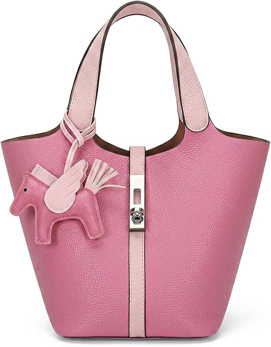 Tote Bag for Women Vegan Leather Bucket Purse for Women Top Handle Handbag Shoulder Bag with Deta... | Amazon (US)