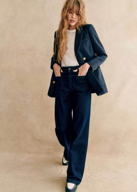 Michele Jacket - Navy Blue  - Recycled polyester - Sézane | Sezane Paris