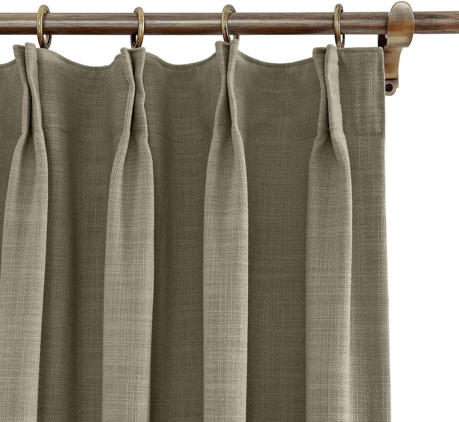 TWOPAGES 100% Blackout Pinch Pleat Curtain, Sliding Door Bedroom Faux Linen Textured Window Curta... | Amazon (US)