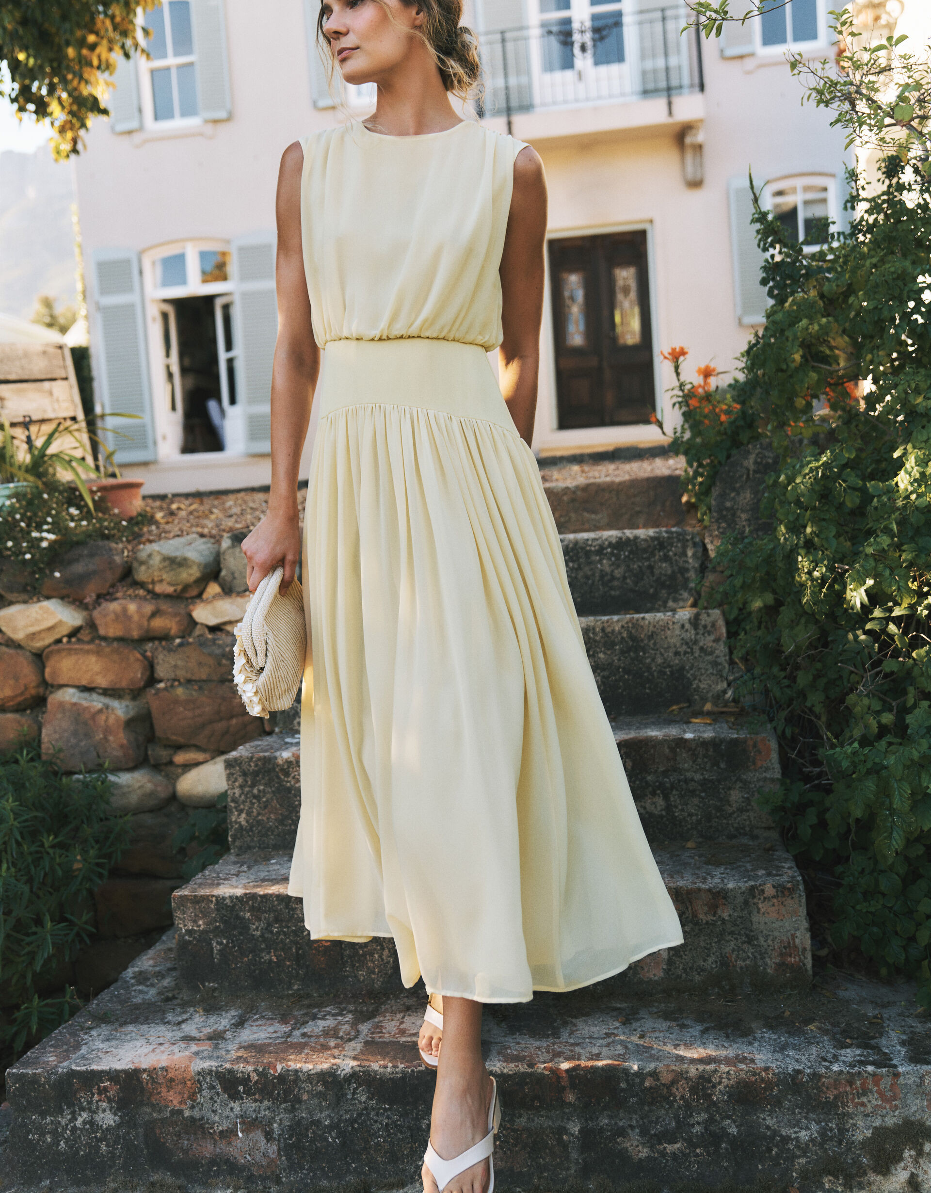 Georgia Drop Hem Midi Dress Yellow | Monsoon (UK)